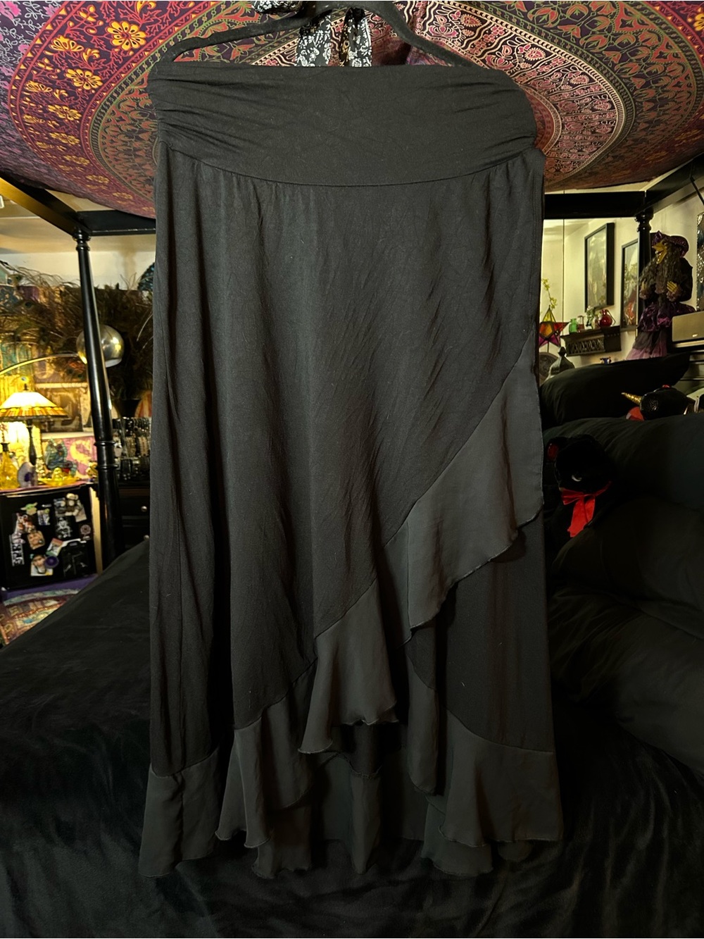 Apt. 9 Black High-Low Ruffled Maxi Skirt